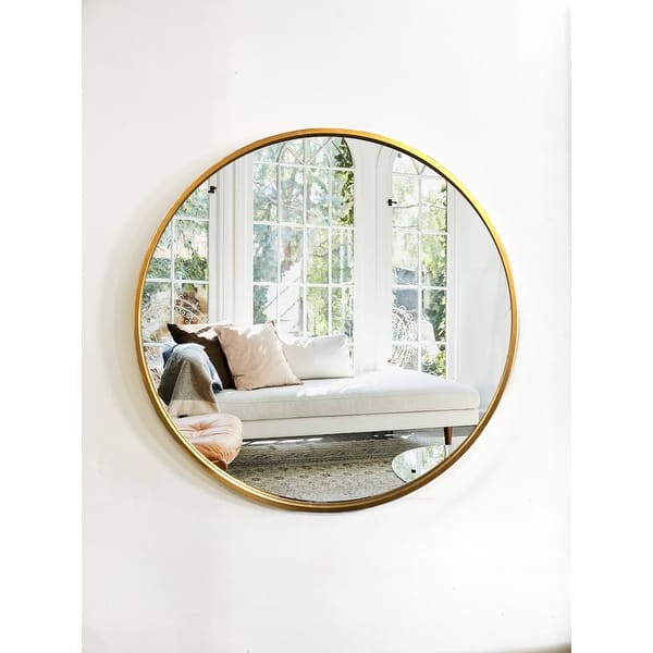 Round Wall Mirror with Gold Metal Frame 32" Antique Gold Bed Bath